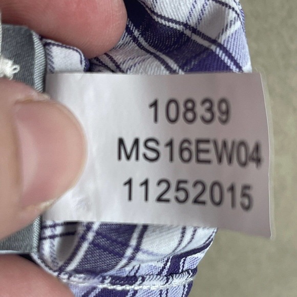 Peter Millar Summer Comfort Mens L Long Sleeve Button Up Shirt Purple Plaid - Picture 10 of 13